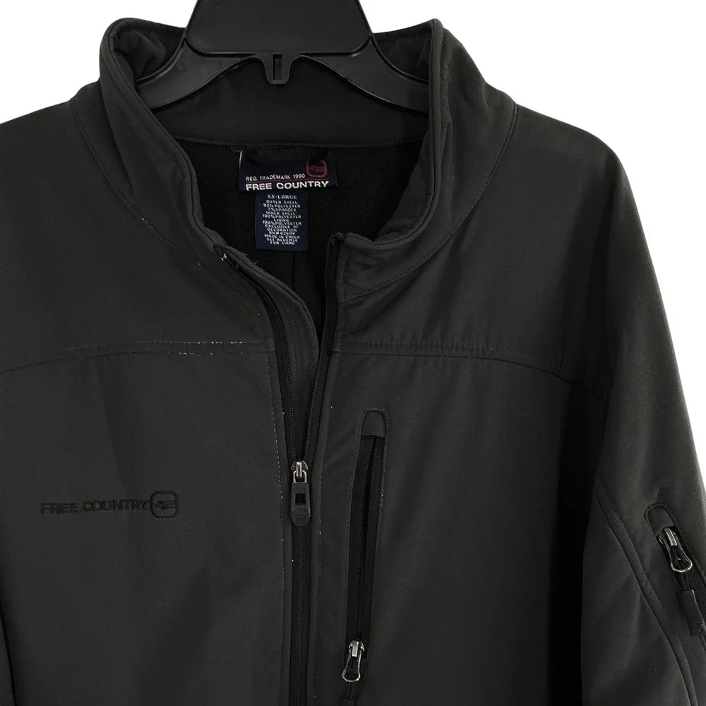Free Country‎ Men's 2XL Black Softshell Jacket Full Zip Water Resistant Outdoor